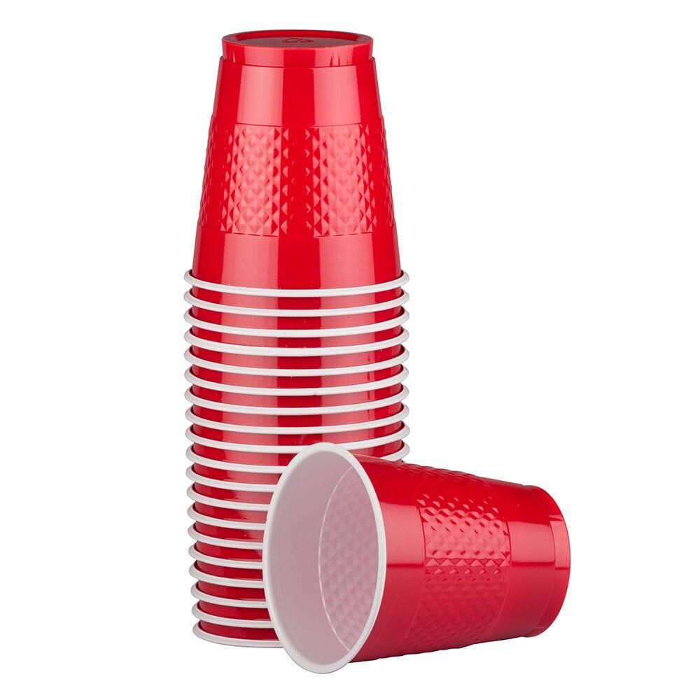 JAM PAPER Plastic Party Cups, 12 oz, Red,