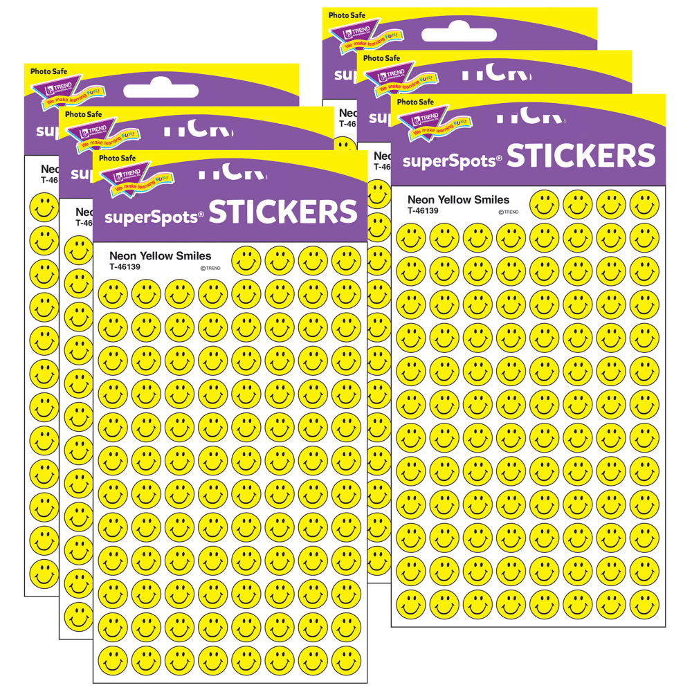 TREND SuperSpots Stickers, Yellow Smiles, 800 Stickers Per