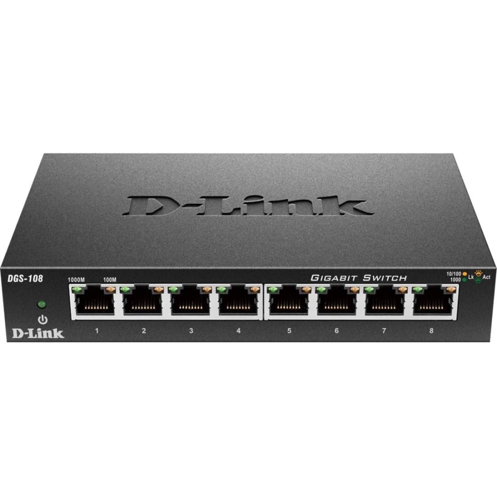 D-Link® DGS-108 8-Port 10/16 Gbps Gigabit Desktop Ethernet