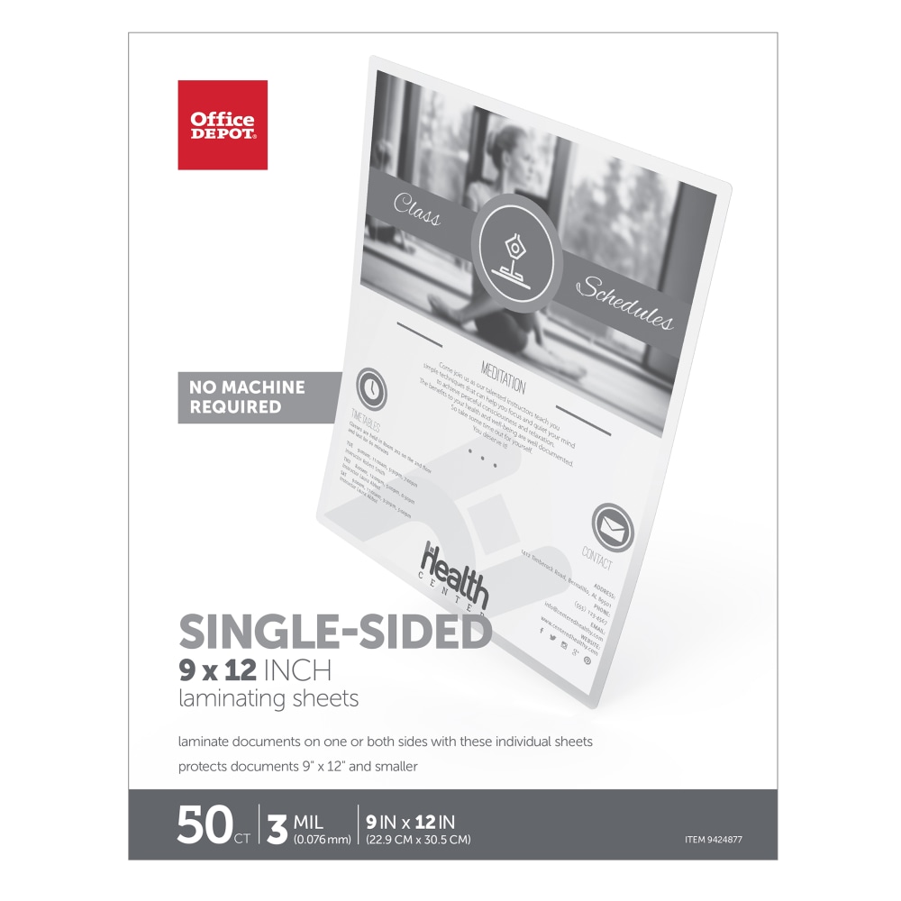 Office Depot® Brand Single-Sided Self-Sealing Laminating Sheets,