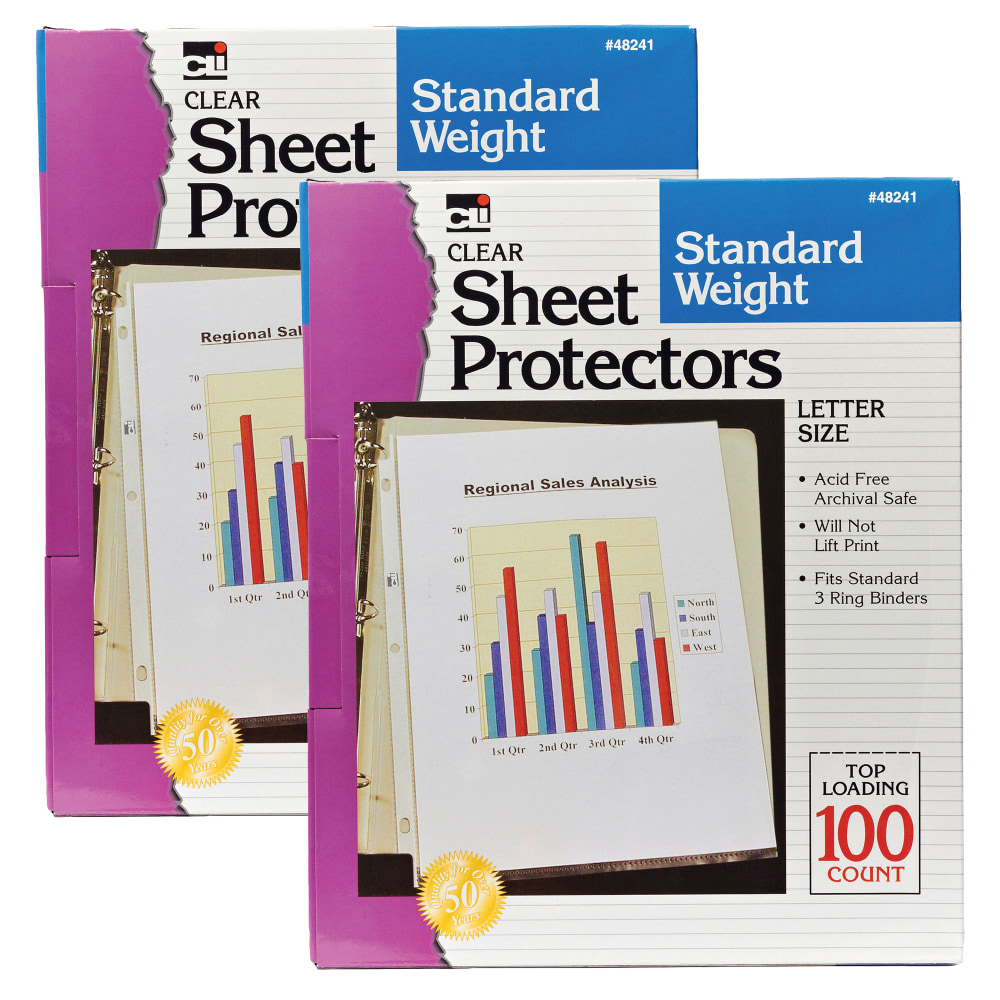 Charles Leonard Top-Loading Sheet Protectors, 8 1/2" x