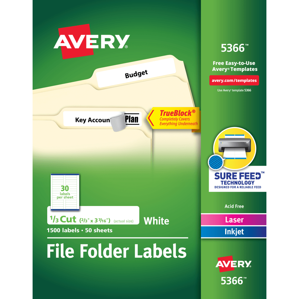 Avery® TrueBlock® File Folder Labels With Sure Feed®