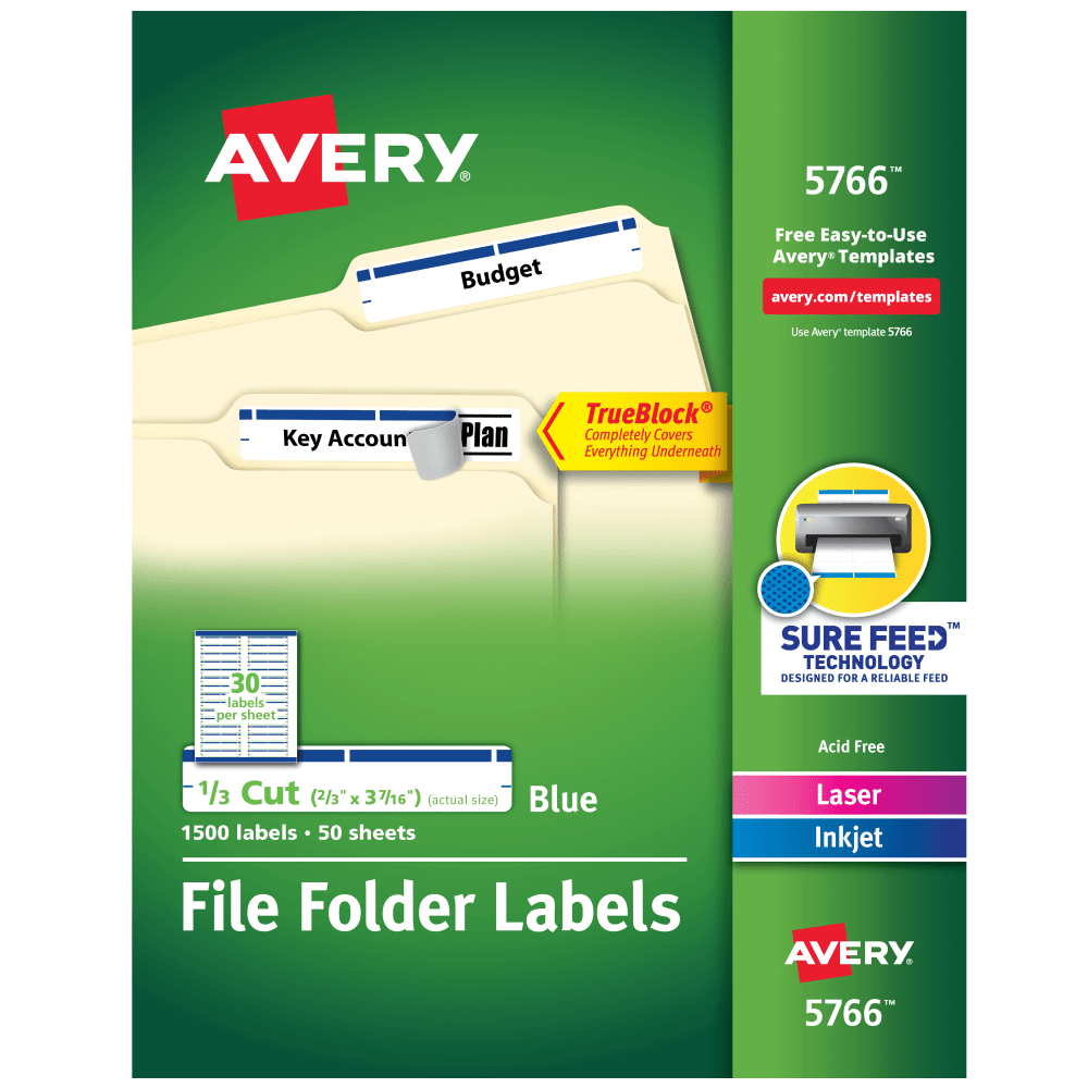 Avery® TrueBlock® File Folder Labels With Sure Feed®