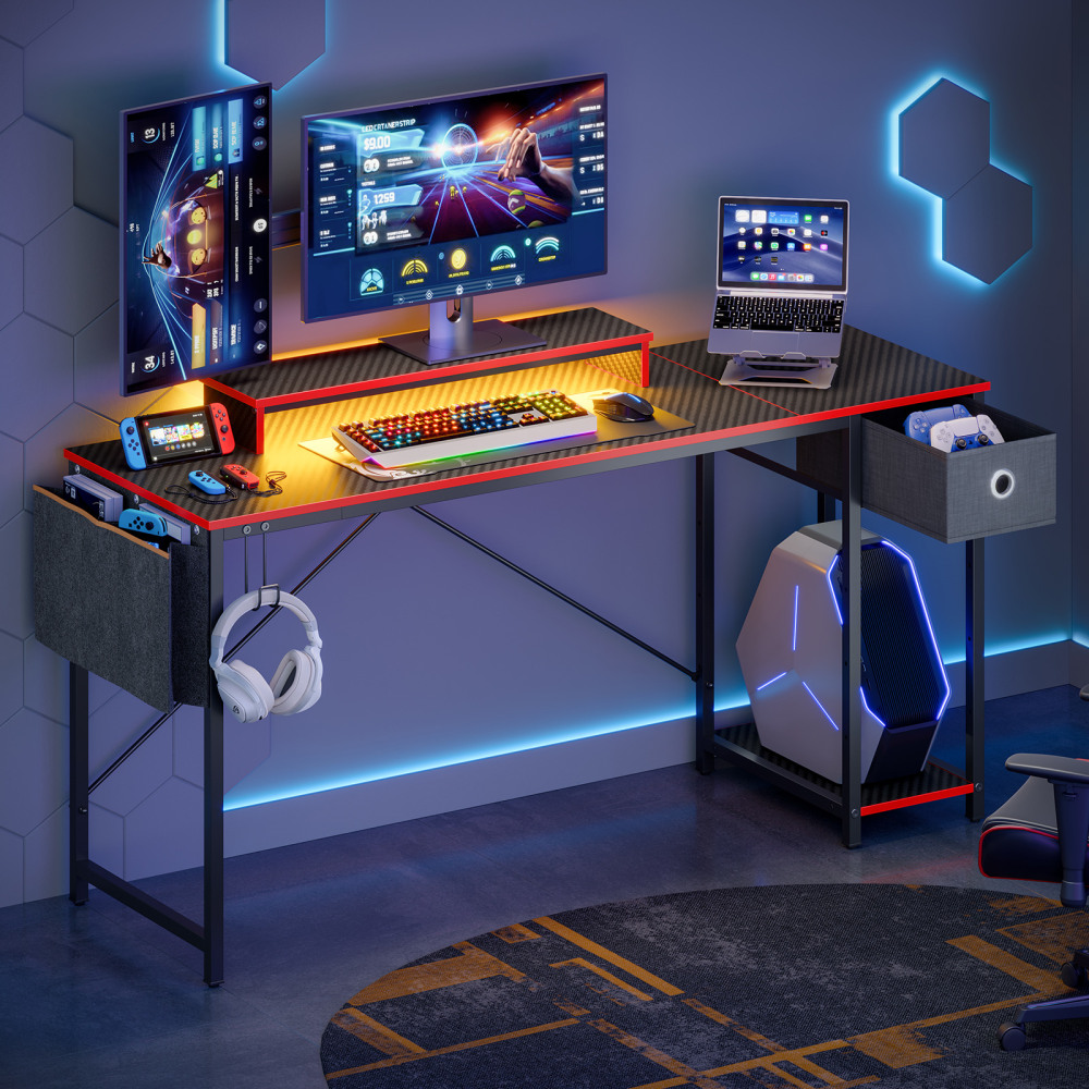 Bestier 62"W Reversible Computer Desk With Storage Drawer