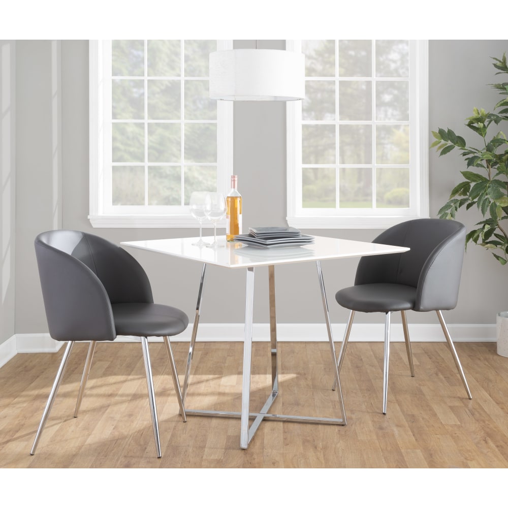 LumiSource Fran Contemporary Chairs, Gray/Chrome, Set Of 2