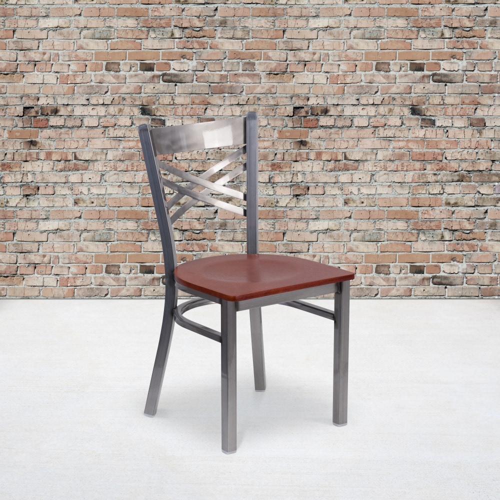 Flash Furniture X-Back Restaurant Accent Chair, Cherry Seat/Clear