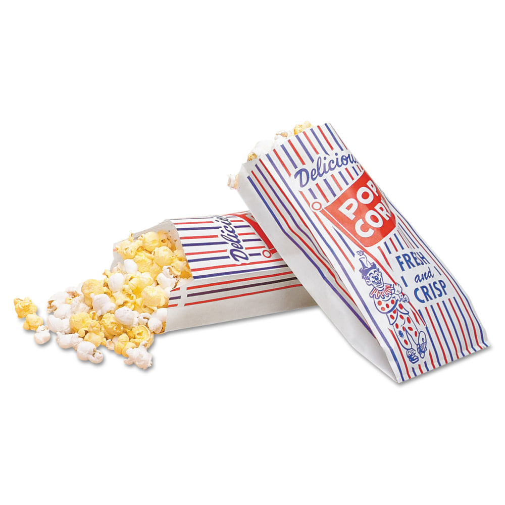 Bagcraft Pinch-Bottom Paper Popcorn Bags, 8"H x 4"W
