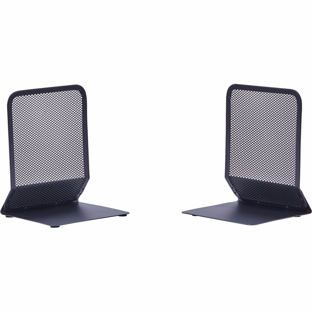Lorell® Mesh Bookends, Black, Set Of 2