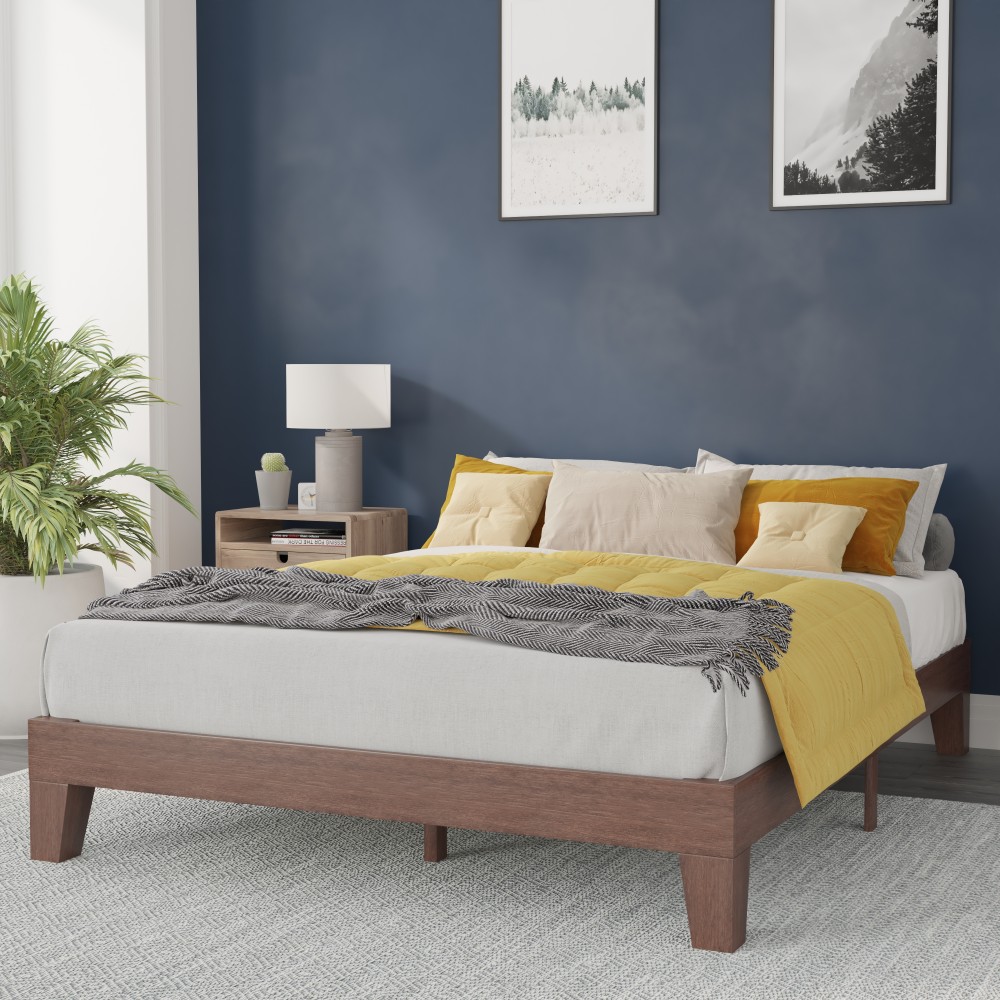 Flash Furniture Evelyn Wood Platform Bed With Wooden