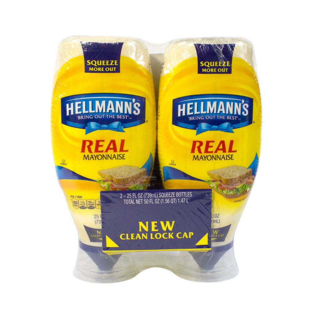 Hellmann&#x27;s Real Mayonnaise, 25 Oz Bottle, Pack Of