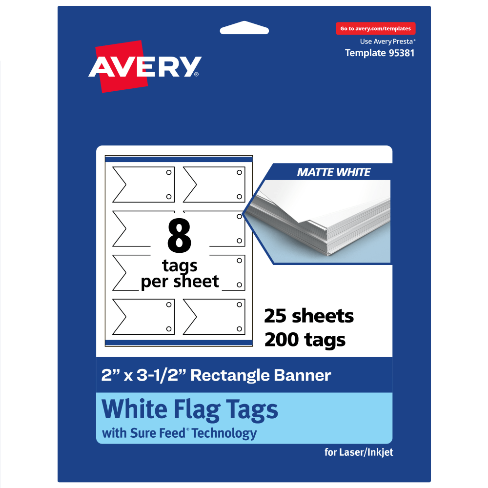 Avery® Print-To-The-Edge Flag Tags With Sure Feed® Technology,