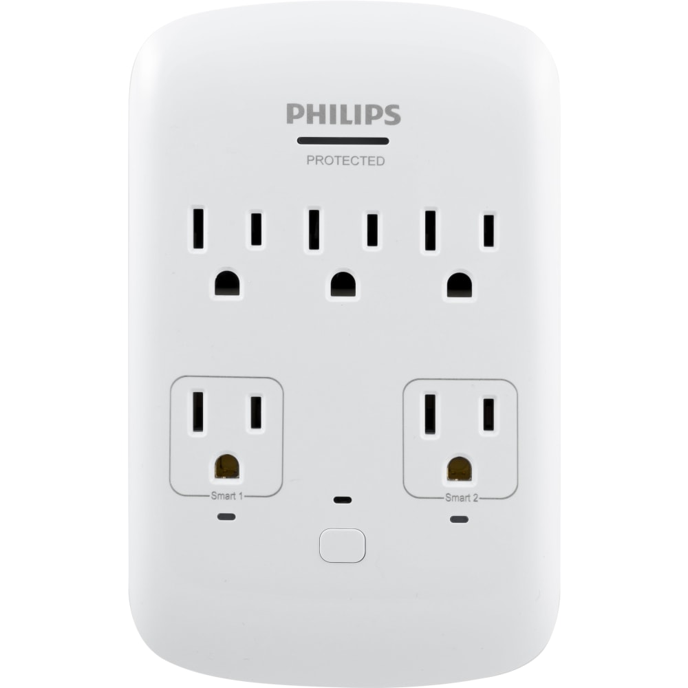 Philips 5-Outlet Wi-Fi Surge Protector Tap, 2 Independent