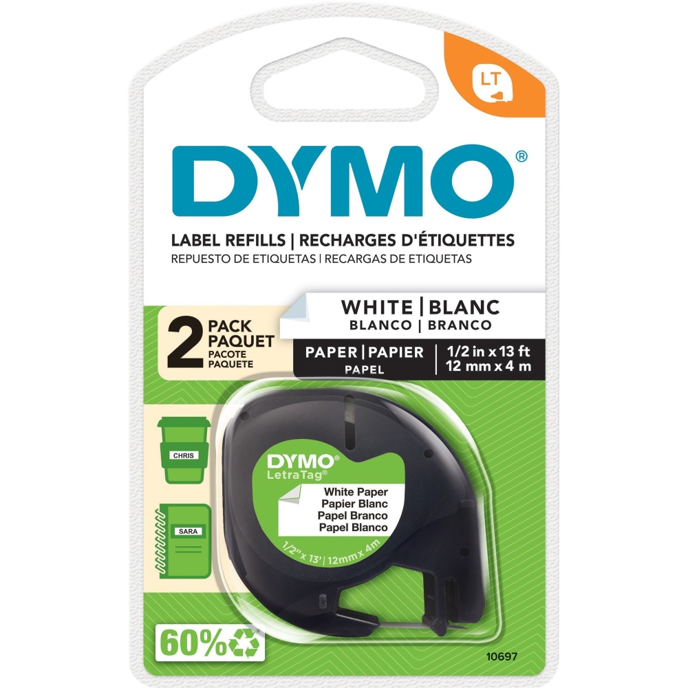 Dymo LetraTag Electronic Labelmaker Tape - 1/2" Width