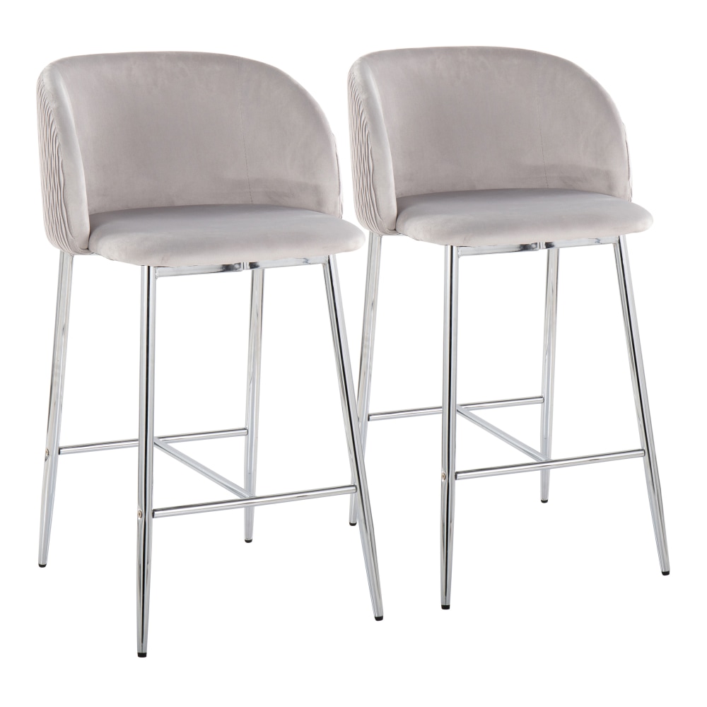 LumiSource Fran Pleated Fixed-Height Counter Stools, Waves,