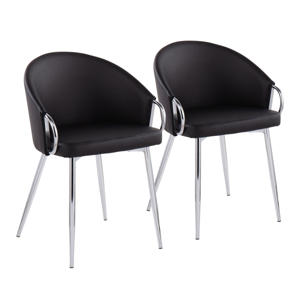 LumiSource Claire Contemporary/Glam Accent Chairs, Chrome/Black,