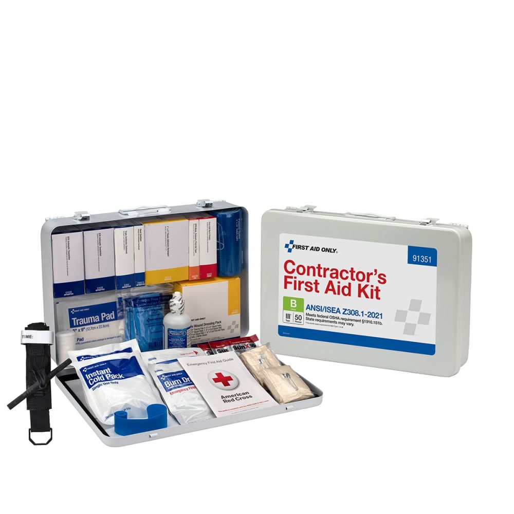 First Aid Only Kit, Fao, Contractor, Metal, 50P,