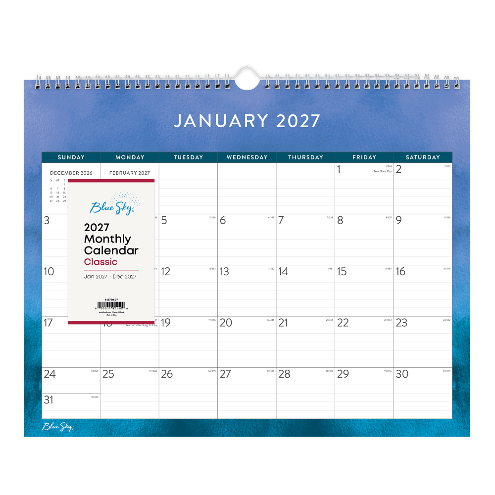 2027 Blue Sky Savoy Cool Monthly Wall Calendar,