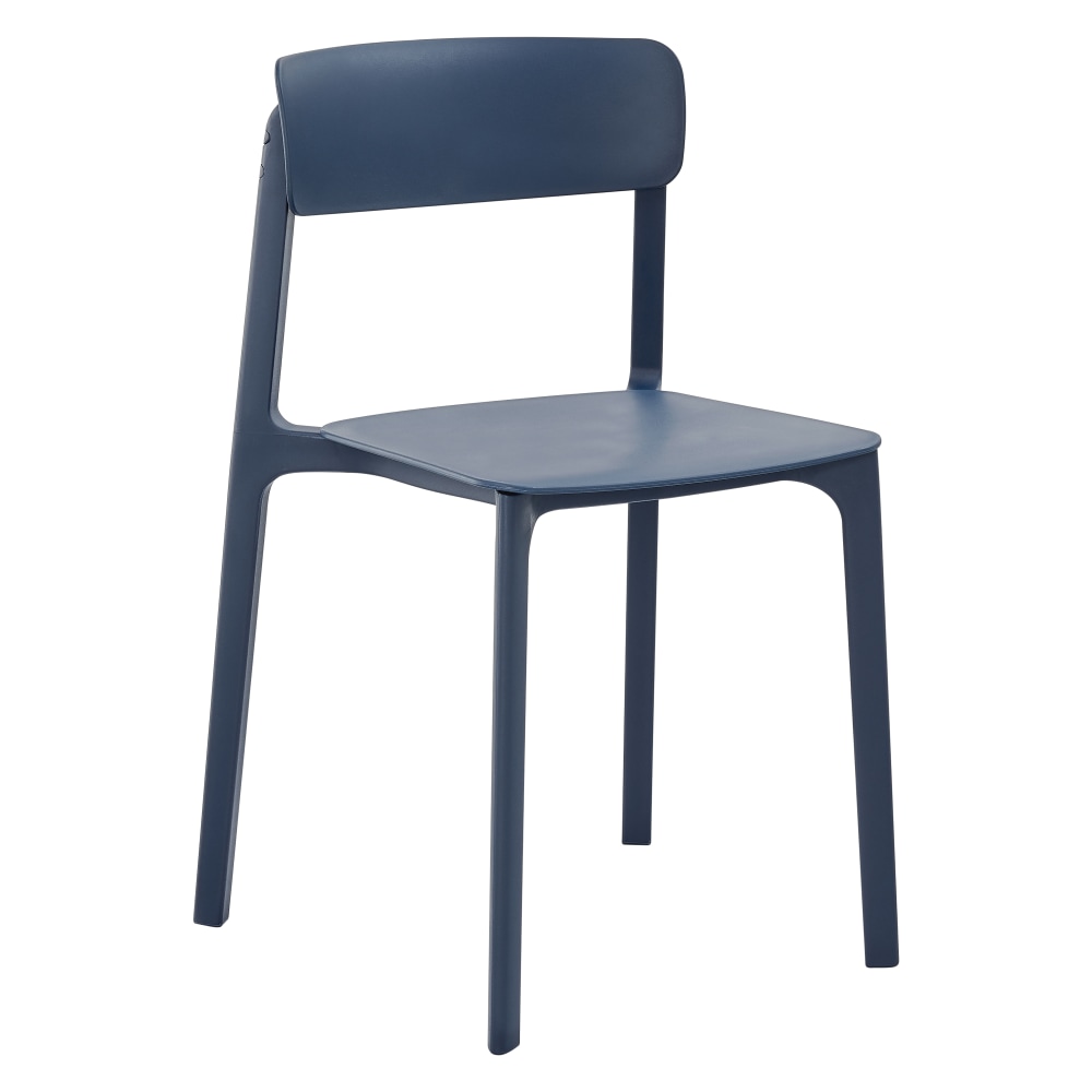Eurostyle Tibo Polypropylene Stackable Outdoor Side Chairs, Blue,