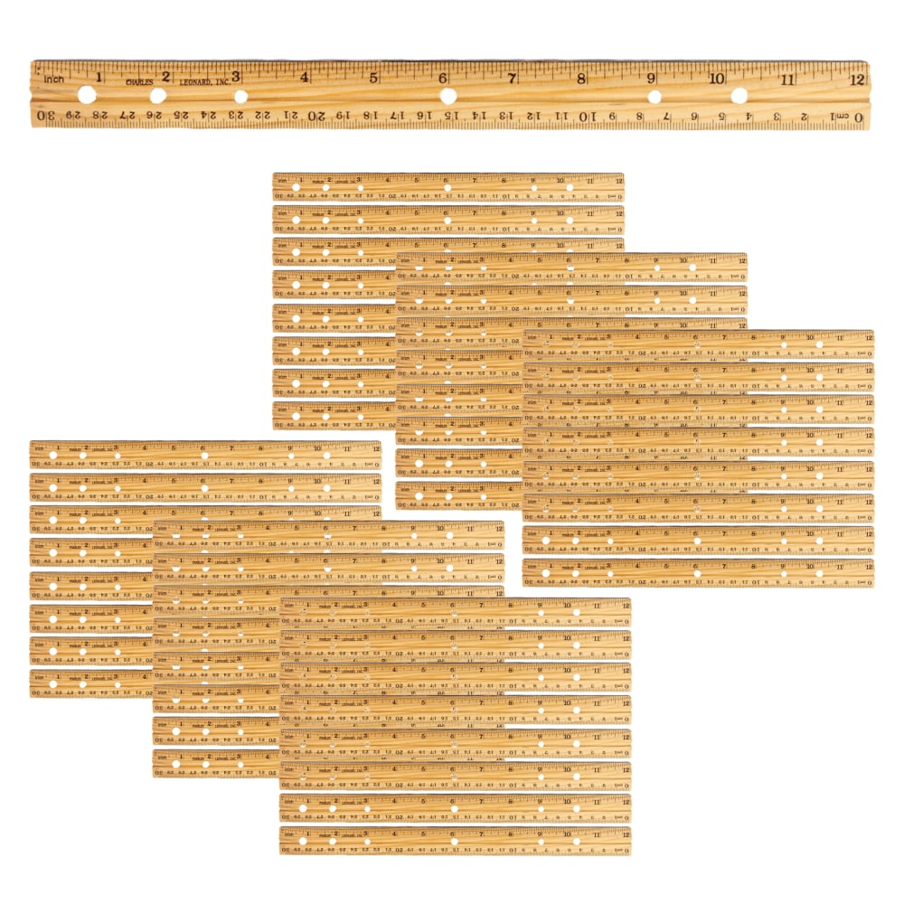 Charles Leonard Economy Wood Rulers, 1” x 12”,