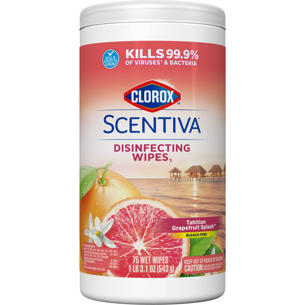 Clorox Scentiva Bleach-Free Cleaning Wipes, Tahitian Grapefruit