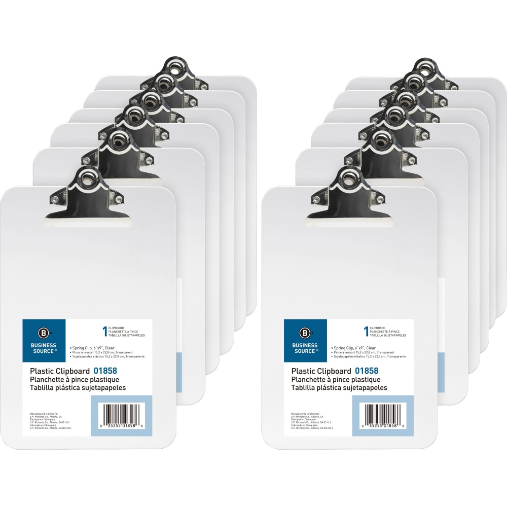 Business Source Plastic Clipboard - 6" x 9"