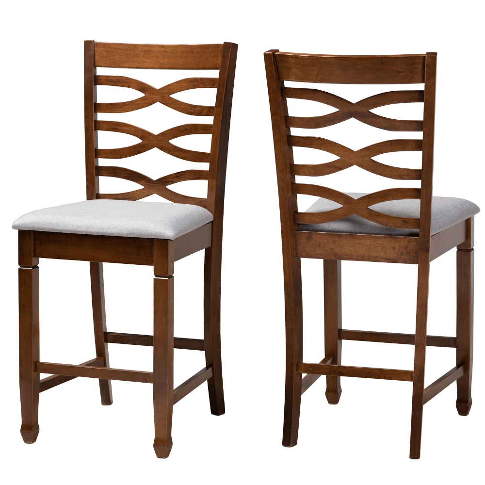 Baxton Studio Lanier Counter Stools, Gray/Walnut, Set Of
