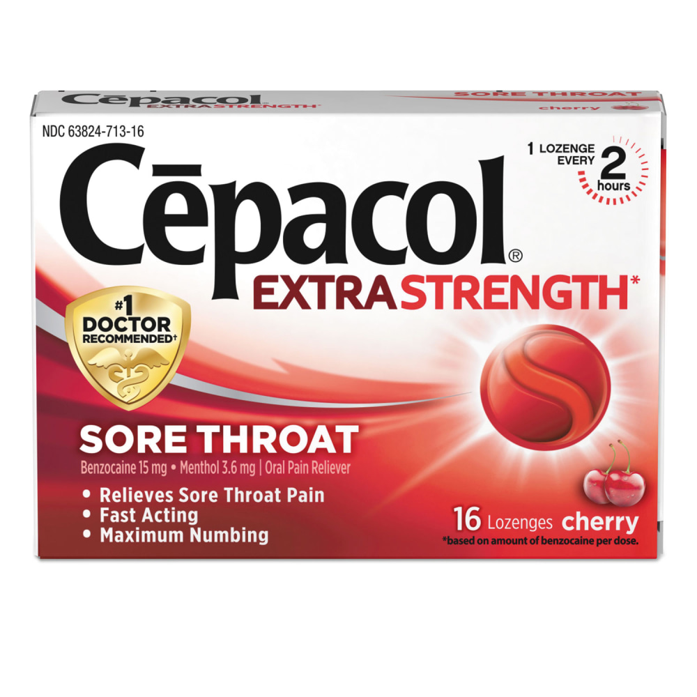 Cepacol® Extra Strength Sore Throat Lozenge, Cherry, 16/Box,