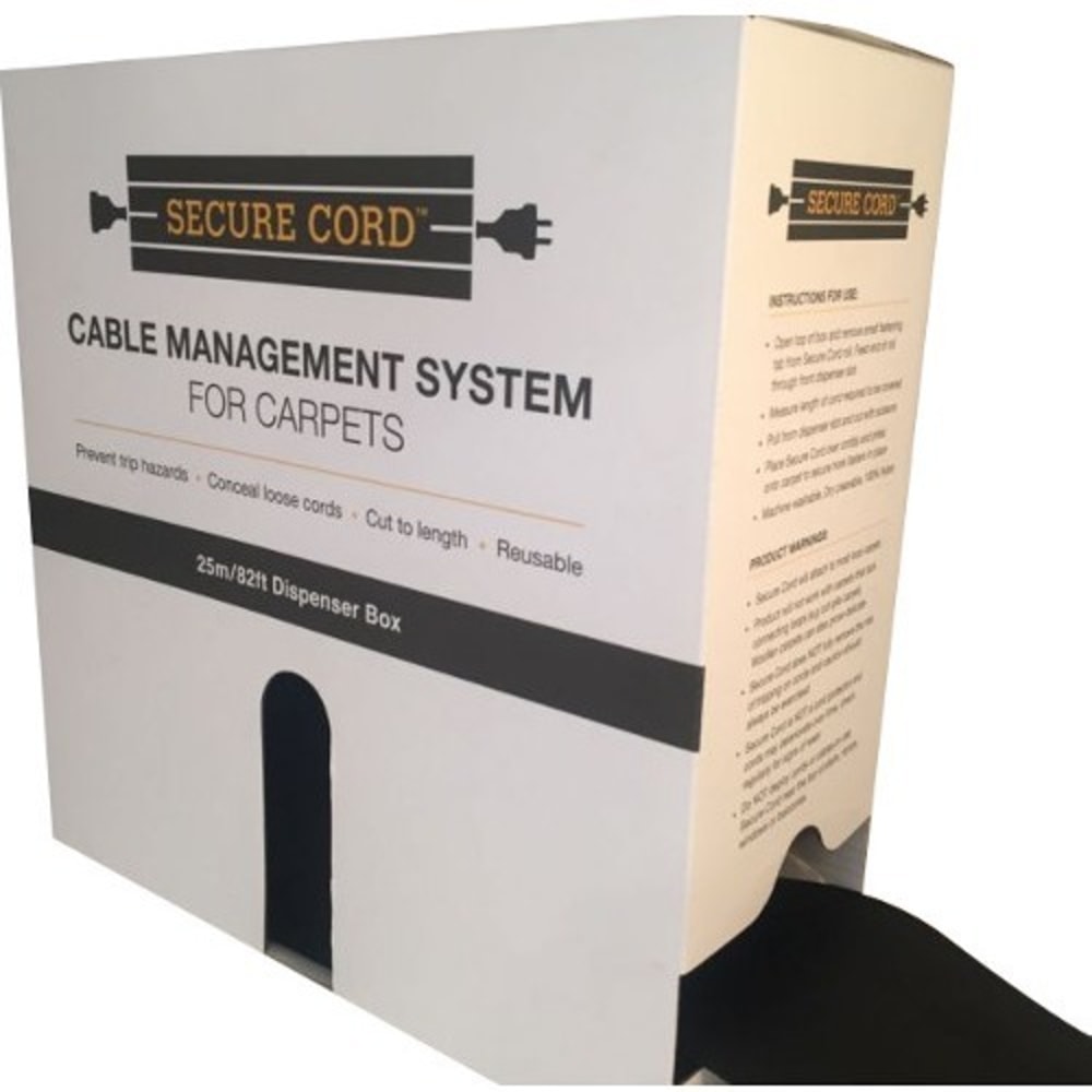 SecureCord Cable Management for Carpets, Black, Nylon, ASC25B