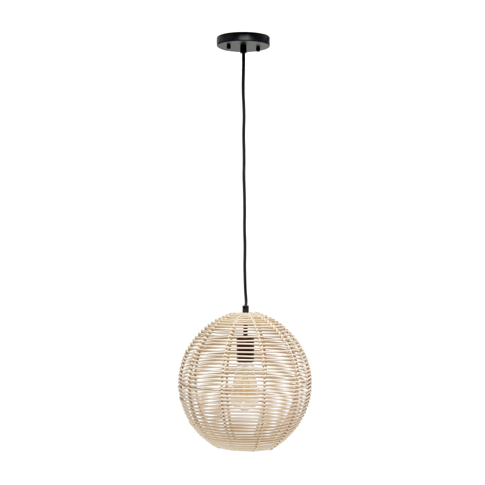 Lalia Home Ball-Shaped Rattan Pendant, 16"W, Rattan