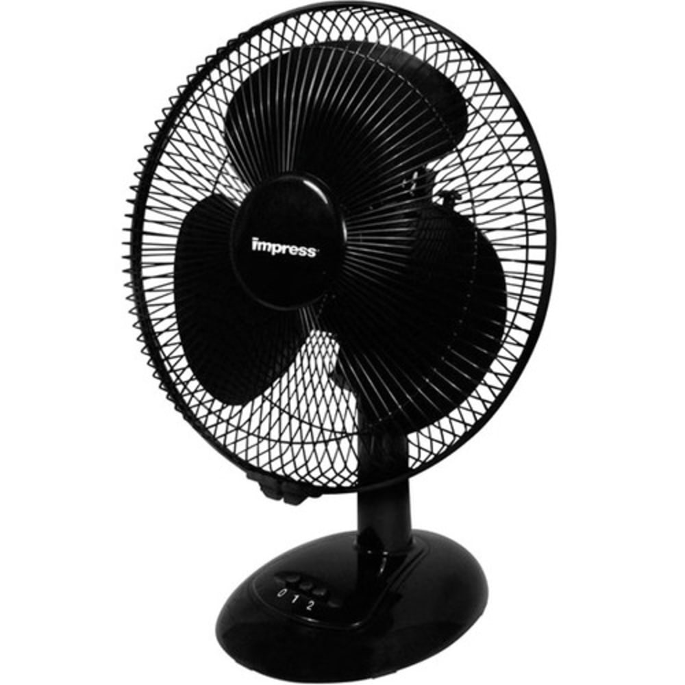 Impress Oscillating 3-Speed Table Fan, 10"H x 12"W