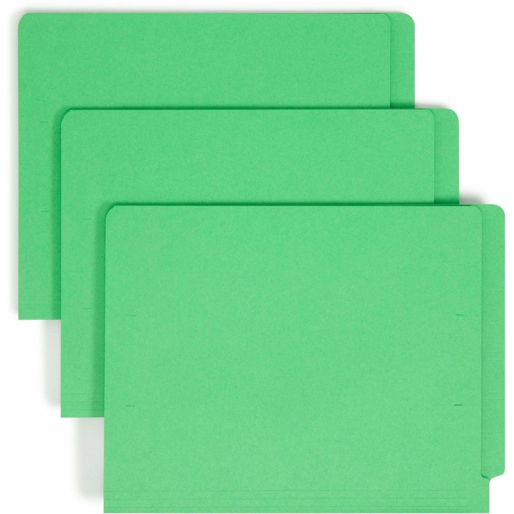 Smead® Color End-Tab Folders With Fasteners, Straight Cut,