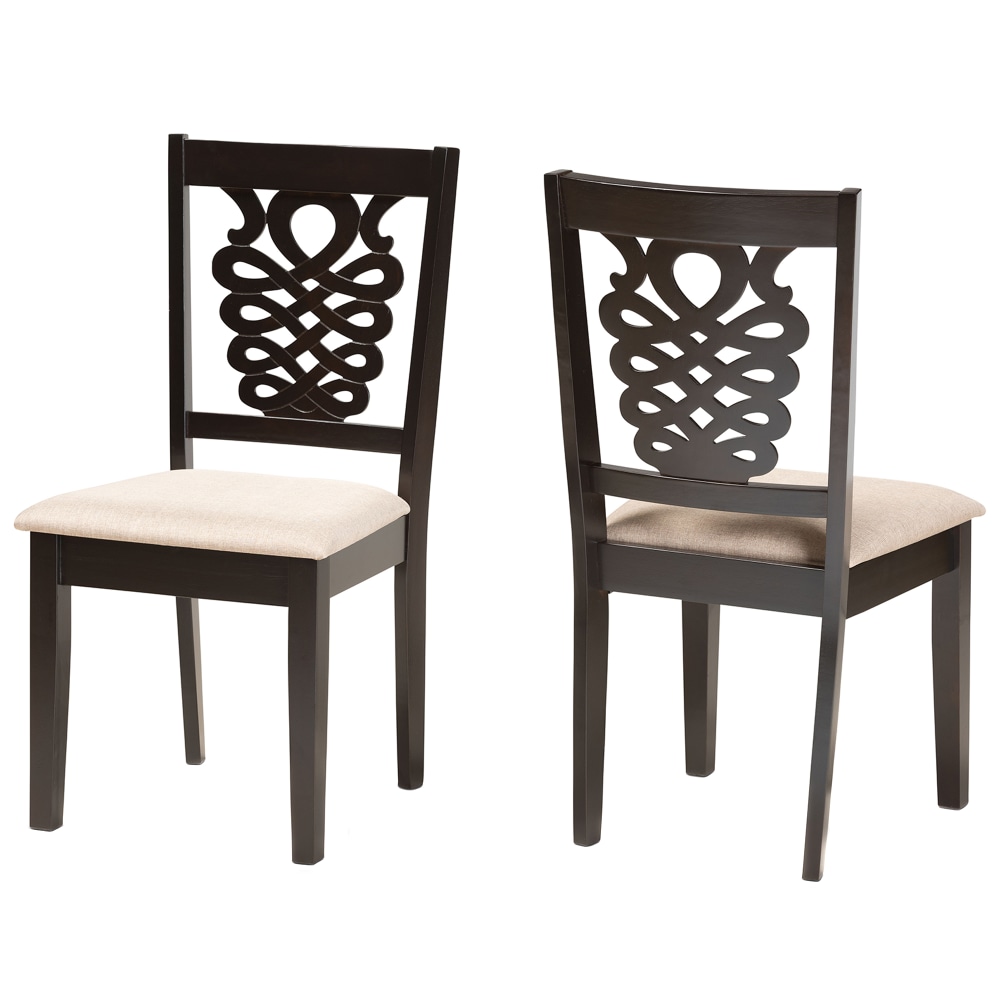 Baxton Studio Gervais Dining Chairs, Sand/Dark Brown, Set