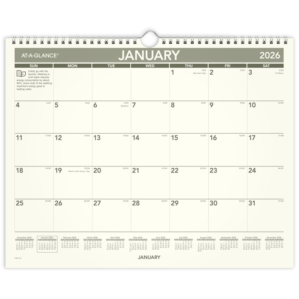 AT-A-GLANCE® 2026 Recycled Monthly Wall Calendar, Medium,