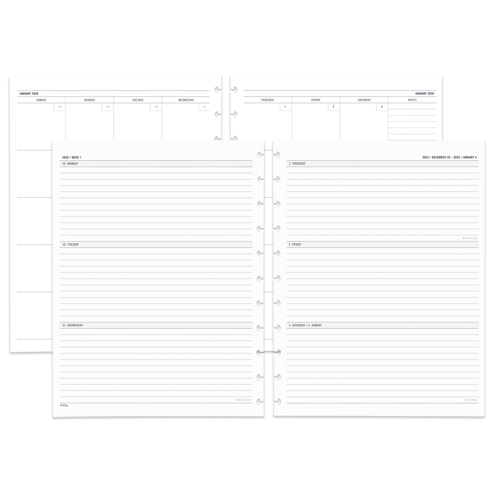 2026 TUL® Discbound Weekly/Monthly Planner Refill Pages, Letter