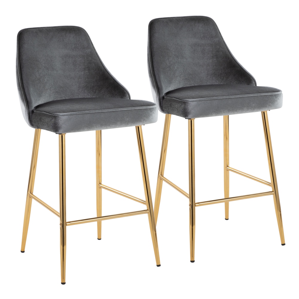 LumiSource Marcel Contemporary Counter Stools, Blue/Gold, Set Of
