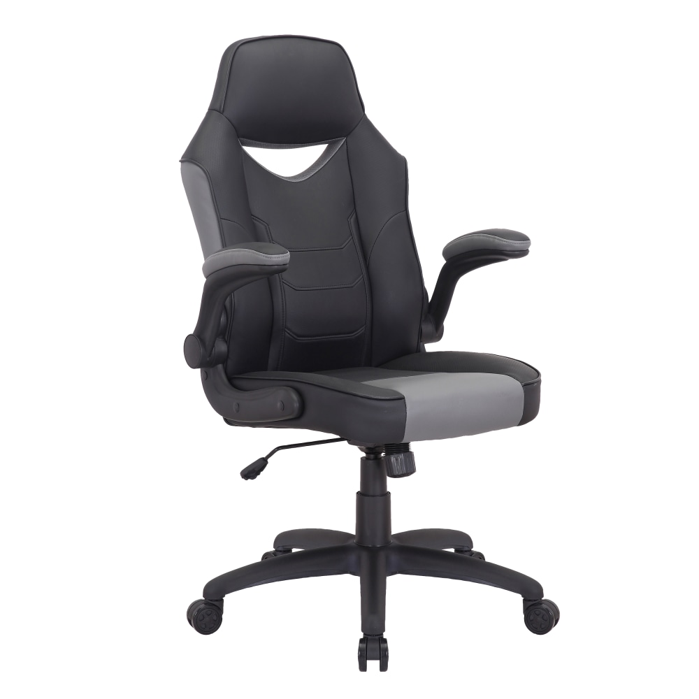 Elama Faux Leather High-Back Adjustable Office Chair, Black/Gray,
