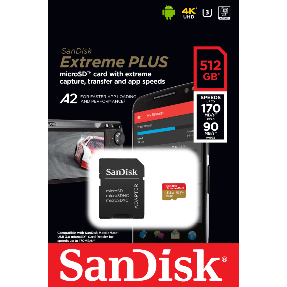 SanDisk® Extreme PLUS microSDXC Memory Card, 512GB