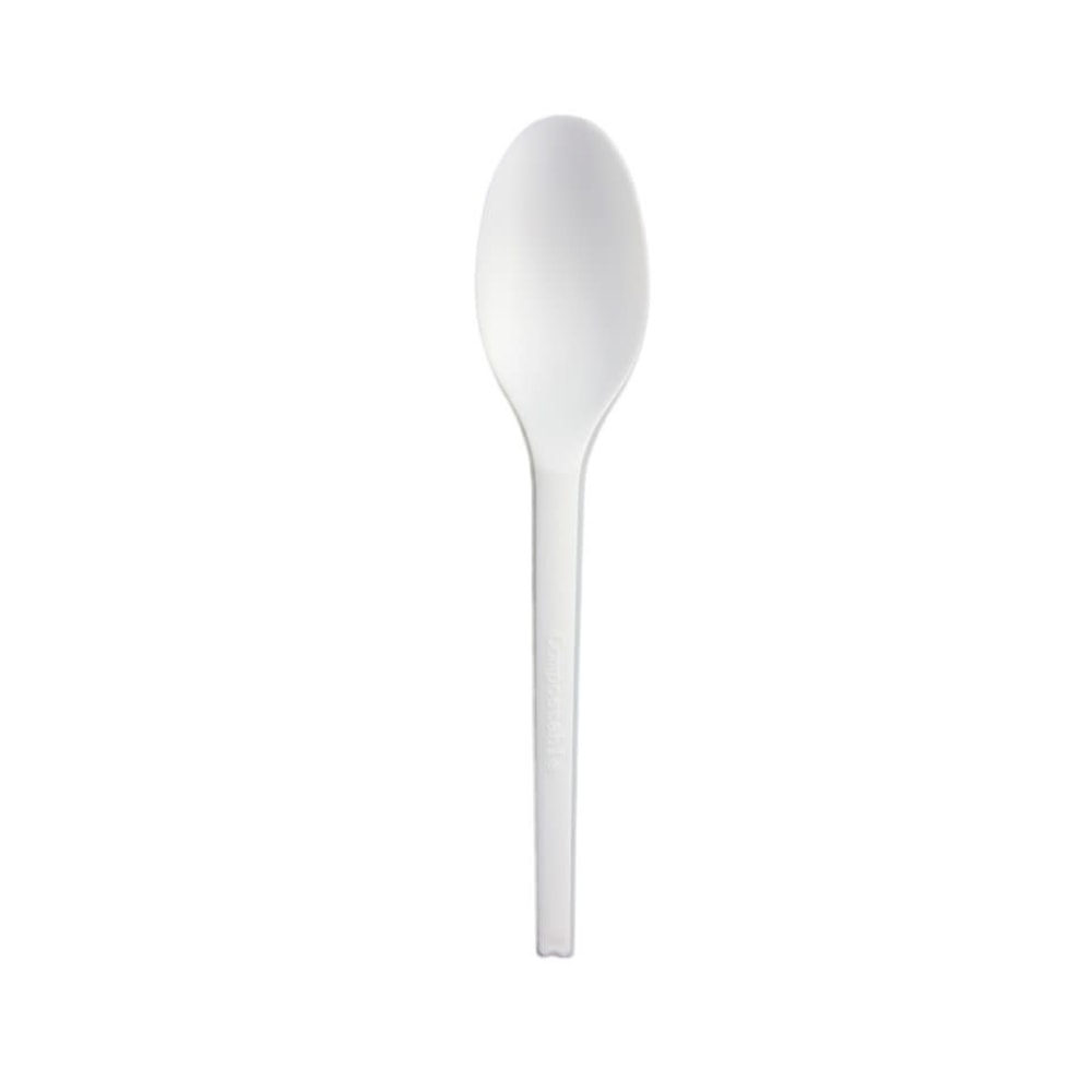 StalkMarket Compostable Cutlery Spoons, 6", White, Pack Of