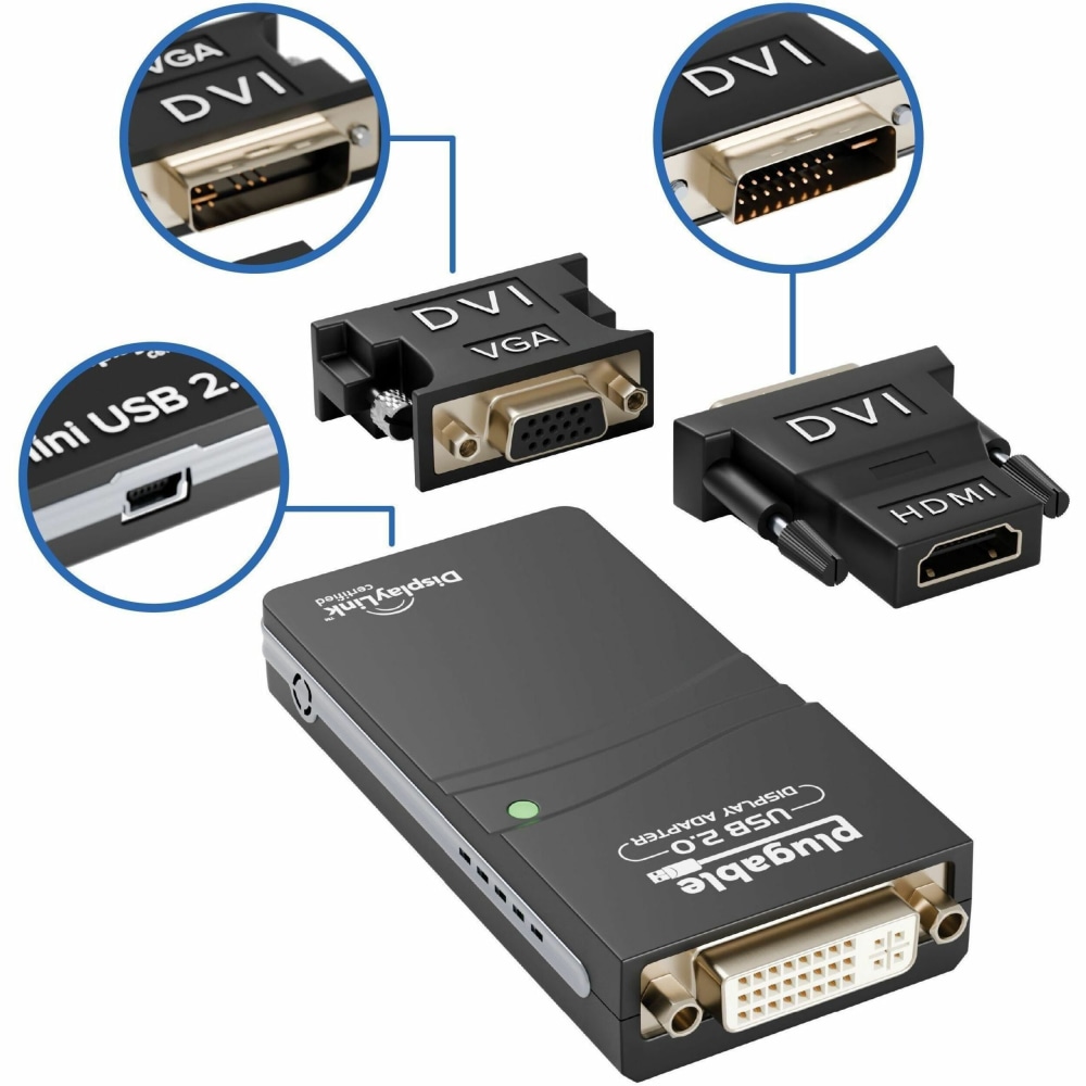 Plugable USB 2.0 to DVI, VGA, or HDMI