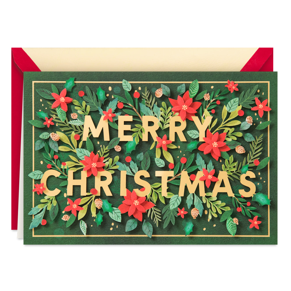 Hallmark Signature Christmas Card (Merry Christmas Poinsettias