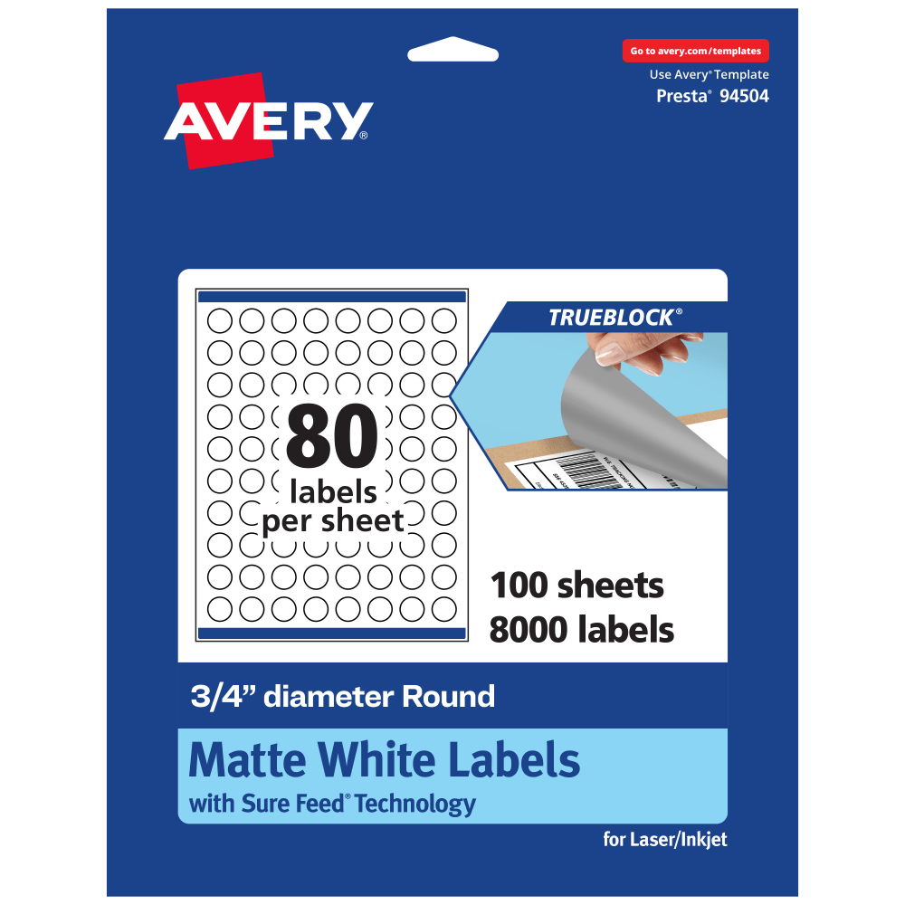 Avery® Print-To-The-Edge TrueBlock® Labels With Sure Feed®,