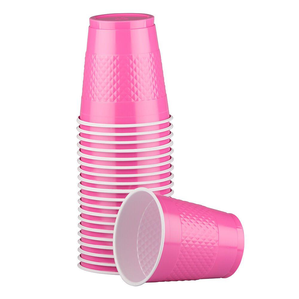 JAM PAPER Plastic Party Cups, 12 oz, Fuchsia