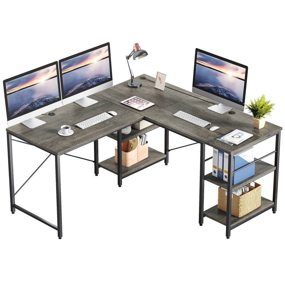 Bestier L-Shaped Corner Computer Desk With Storage Shelf,