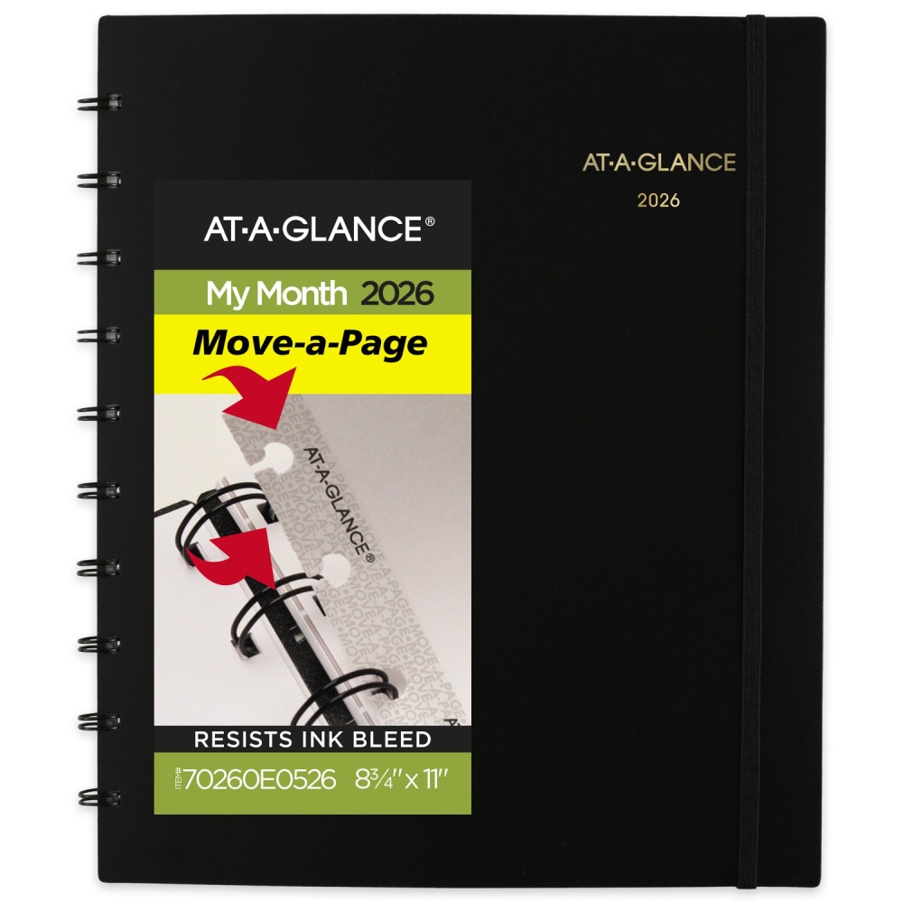 AT-A-GLANCE® Move-A-Page 2026 Monthly Planner, Black, Large, 8