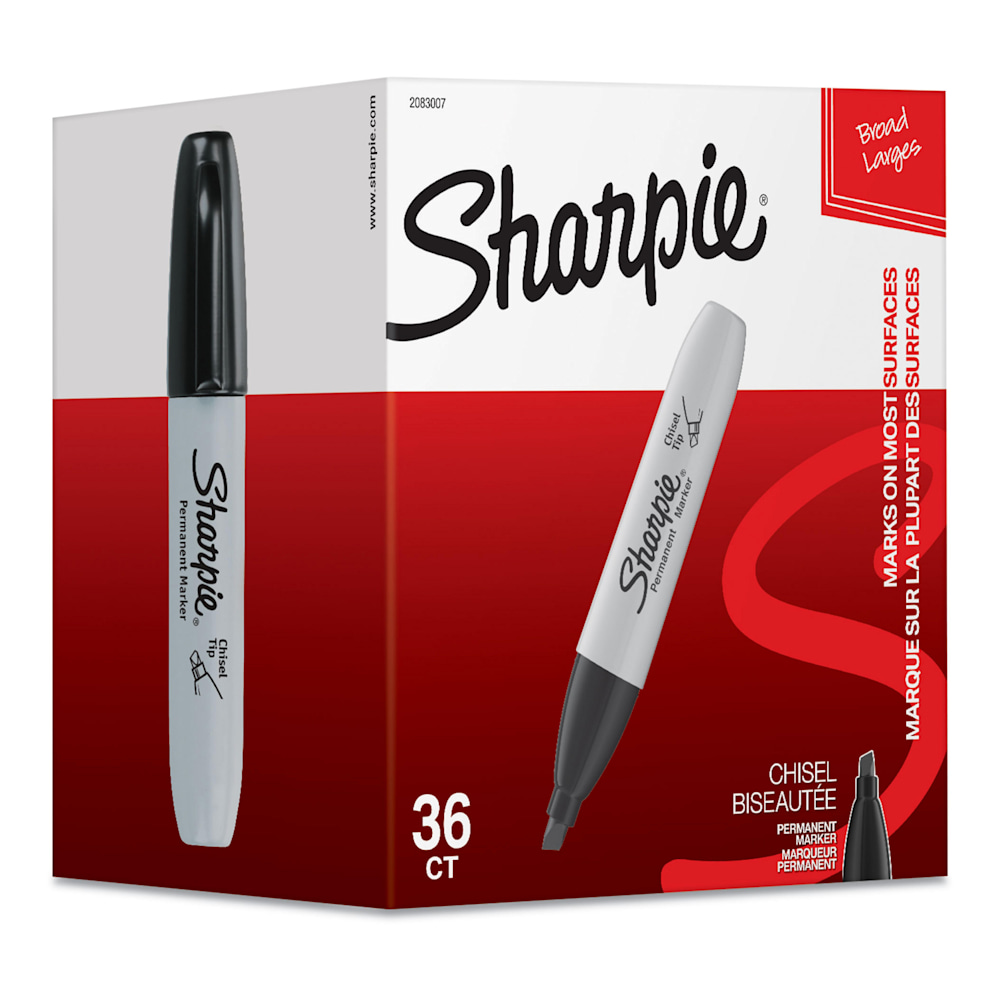 Sharpie® Permanent Markers, Chisel Tip, Gray Barrel, Black