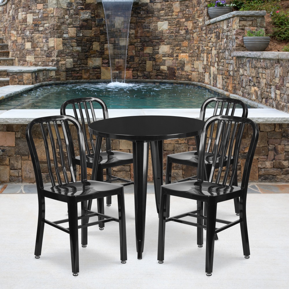 Flash Furniture Commercial Grade Round Metal Indoor-Outdoor Table