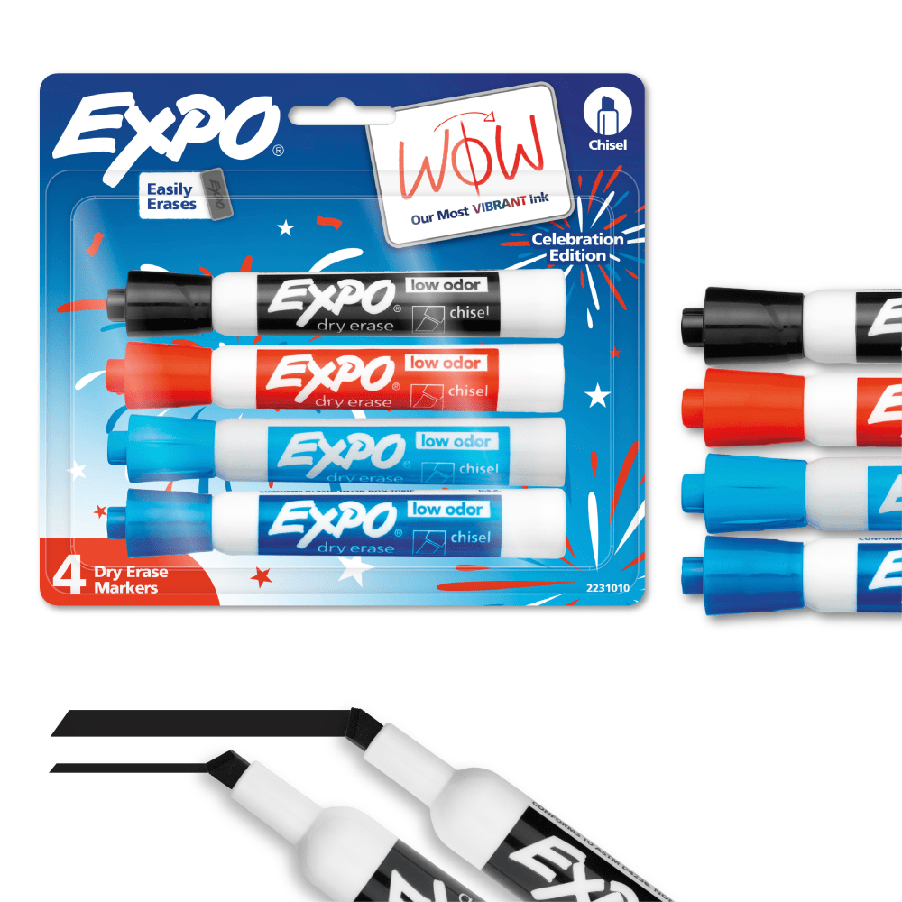 EXPO® Dry Erase Markers, Chisel Tip, Assorted Colors,