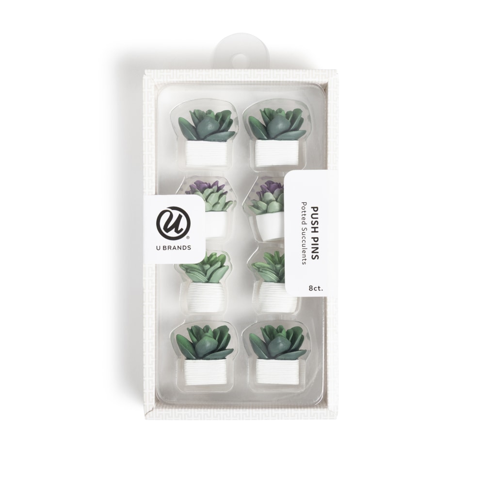 U Brands® Potted Succulent Push Pins, White, Set