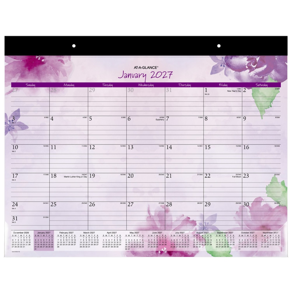 AT-A-GLANCE® Beautiful Day 2027 Monthly Desk Pad Calendar,
