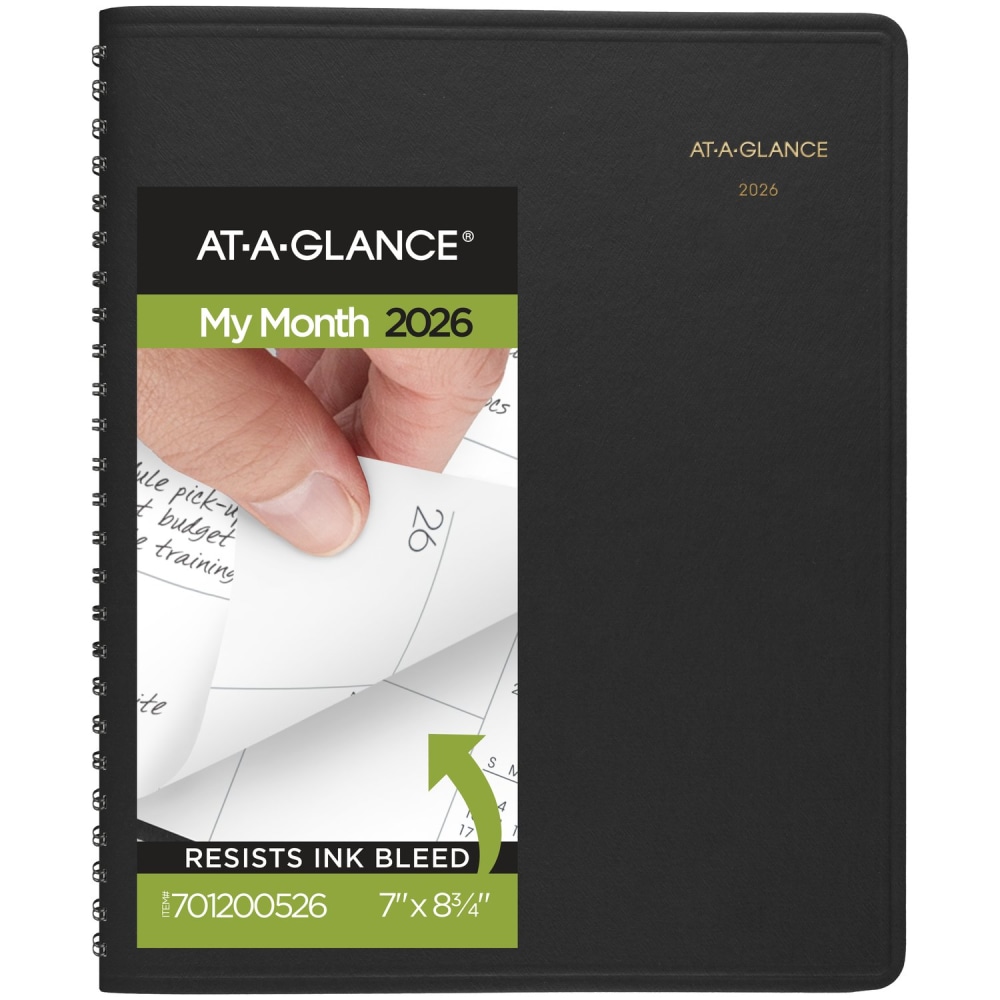 AT-A-GLANCE® 2026 Monthly Planner, Black, Medium, 7" x